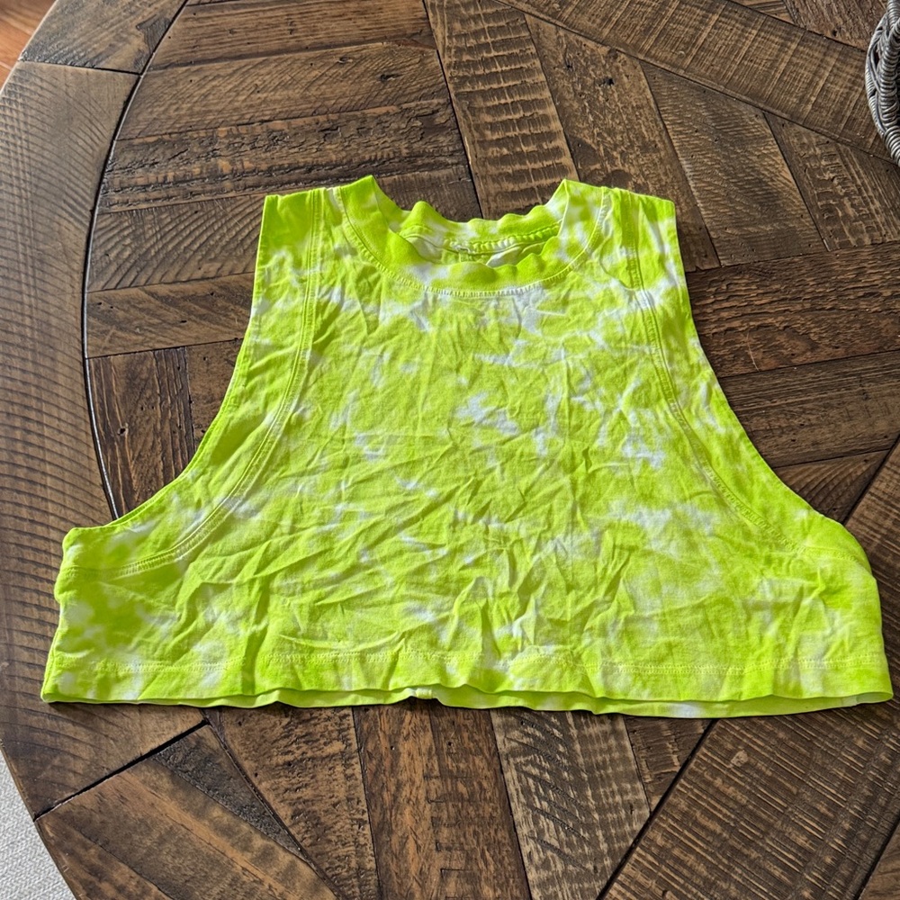 Lululemon Vibrant Lime Tie-Dye Crop Top